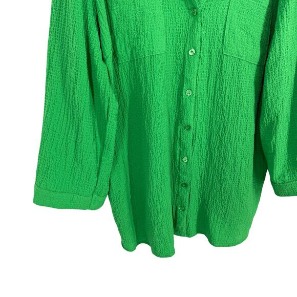 NEW NWT Adrienne Vittadini Plus Size 2X Green Wearable Art Blouse Shirt Top - Picture 5 of 8